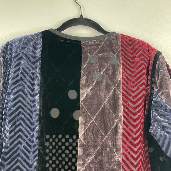 Koos Of Course Velvet Burnout QVC Quilted Jacket Silk Blend Women's Size Small - Picture 8 of 15